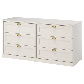 Комод, 6 шухляд, кремовий, 160x51x78 см FAGELFJALLET IKEA 006.116.42
