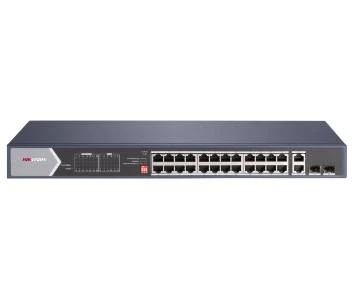 24-портовий некерований Hi-PoE комутатор Hikvision DS-3E0528HP-E, 20×1000 Мбіт/с POE+ (4 Hi-PoE) + 2×1000 Мбіт/с SFP (UG-23796)