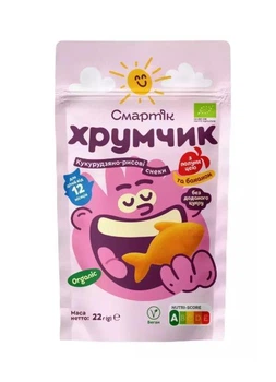 Кукурудзяно-рисові снеки Organic з полуницею для дітей з 12 місяців, 22 г