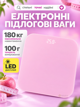 Электронные напольные весы до 180 кг, точность 100 г, стеклянная платформа 30×30 см, LED-дисплей, автовыключение