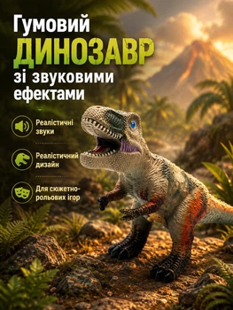 Резиновый динозавр со звуковыми эффектами для детей 1 год 1 шт. MFC MC-6957