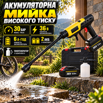 Аккумуляторная мойка высокого давления DCPW650B 30 бар портативная минимойка 36 В с 2 аккумуляторами 6 А·ч беспроводная автомойка с пеногенератором для авто мотоциклов велосипедов фасадов плитки садовой техники