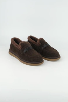 Лофери жіночі коричневі замш хутро Allsy 83093S8-1 40