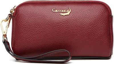 Женский клатч-кошелек Crocodile T2008 из натуральной кожи, винный