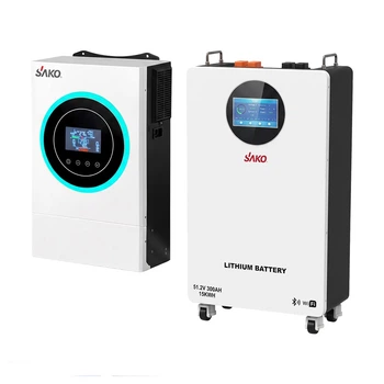 Комплект резервного живлення 6.2kW 15.36kWh: гібридний інвертор Sako SUNON V 6.5KVA/6200W/48V+120A MPPT і акумуляторна батарея 51.2V 300Ah Sako Li Sun series SK 51.2V300Ah