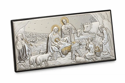 Срібна ікона Різдво Христове (15 х 7,5 см) Atelier AE0293/1