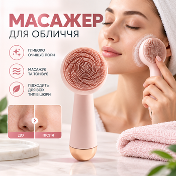 Електрична силіконова щітка-масажер для очищення обличчя з вібрацією, USB
