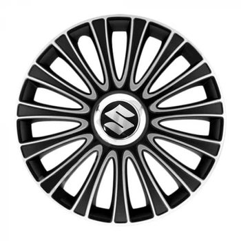 Автомобильные колпаки 4 Racing Le Mans Pro Silver&Black R17 с логотипом Suzuki (4 шт.)