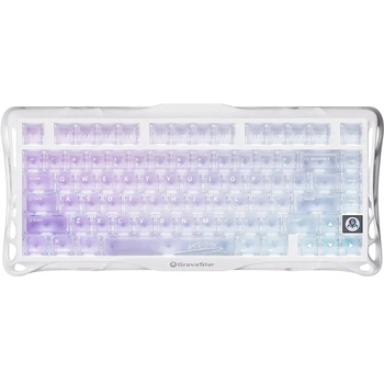 Ездротова механічна клавіатура GravaStar Mercury K1 Lite Crystal Aurora, розмір 75%, RGB підсвічування (2.4G/Bluetooth/USB)