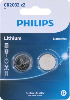 Литиевая батарейка Philips CR2032 2 шт. (4895229106215)