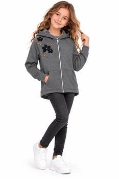 Толстовка на молнии с декором для девочки Mek 193MIFC005-807 серый 140