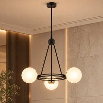 Подвесная люстра 9715-3 3x40W Черный+Медь