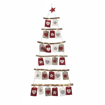 Різдвяний адвент-календар, новорічний декор на стіну Pepco Christmas на 24 дні з LED-підсвічуванням 50х90см