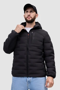 Куртка демісезонна Avecs чорна для чоловіків з технологією Wind Proof 50669/1 3XL