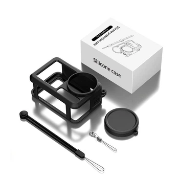 Чехол защитный силиконовый для DJI Osmo Action 5 Pro/4/3 бампер кейс с колпачком на объектив (10228)