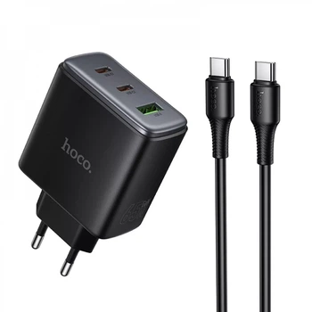 Мережевий зарядний пристрій 65W Hoco C160A 2 USB-C/1USB QC/PD65W + кабель Type-C to Type-C (1 м)