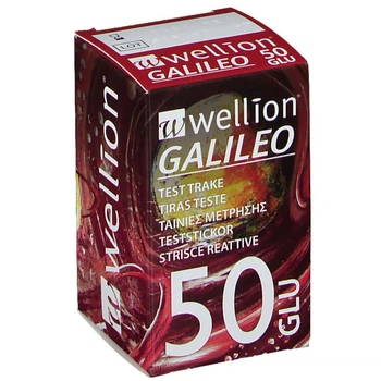 Тест-полоски для измерения уровня глюкозы в крови Wellion Galileo GLU, 25 шт