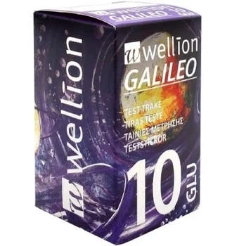 Тест-полоски для измерения уровня глюкозы в крови Wellion Galileo GLU, 10 шт