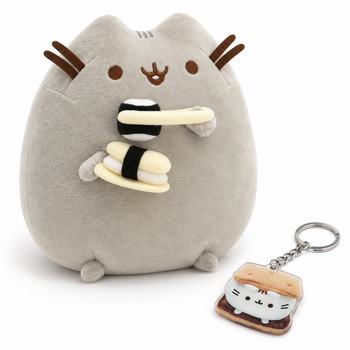 Мягкая игрушка 2Life Pusheen Cat Пушин Кэт Кот 12х15 см с Суши Серый и Брелок Пушин Сэндвич v-13550
