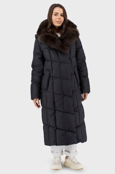 Стильний жіночий пуховик з качиного пуху та хутром песця Snow Owl (чорний, 2XL), 135025, 134951