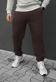 Спортивные штаны стаф мужские коричневые на флисе зимние Staff fad brown fleece M (406590)
