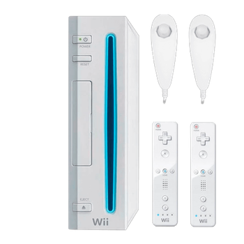 Набір Консоль Nintendo Wii RVL-001 Europe 512MB White Б/У + Контролер Дротовий Nunchuk 2шт + Контролер Бездротовий Remote 2шт