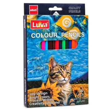 Набор цветных карандашей "Котик" Ellott 7013-36 треугольные, 36 цветов