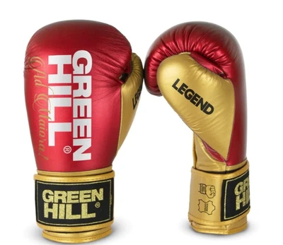 Рукавички бокс GREEN HILL LEGEND PLATINUM шкіра червоний/золотий 14oz