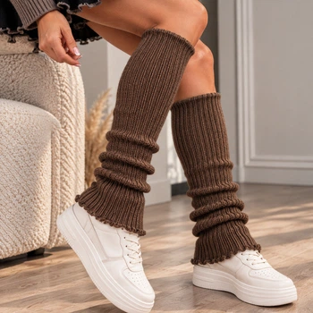 Гетри в рубчик теплі One size Коричневі Podarkus BK354-K
