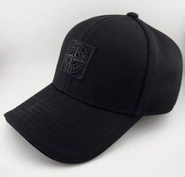 Бейсболка Котонова Чоловіча Stone Island Утеплена на Флісі з Відкидними Вухами, Чорна M (57-58 см)