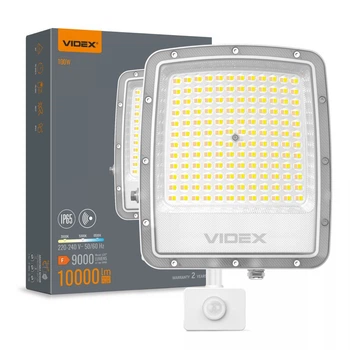 LED прожектор VIDEX F5 100W 3000-5000-6500K с датчиком движения 230V White (VL-F5-100CW-S)