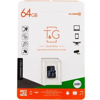 Карта памяти T&G microSDXC UHS-1 Class 10 64GB без адаптера Черный