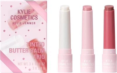 Zestaw kosmetyków do makijażu Kylie Cosmetics Tinted Butter Balm Balsam do ust koloryzujący Snow Kisses 2.4 g + Balsam do ust koloryzujący Icy Rose 2.4 g + Balsam do ust koloryzujący Toasted Pink 2.4 g (4064941180661)