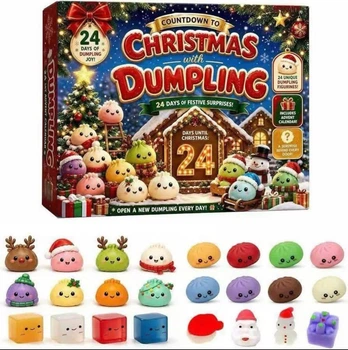 Рождественский адвент-календарь Dumpling 24 сюрприза, сквиши-антистресс для детей