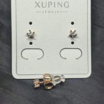 Сережки-цвяшки Xuping позолота ХР 18 к. Зірочка Білий циркон. Діаметр 4 мм.
