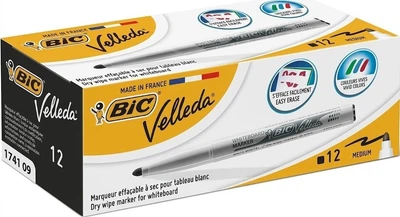 Zestaw markerów do tablic suchościeralnych Bic Velleda 1.6 mm 12 szt Czarnych (9581711) (3086121741098)