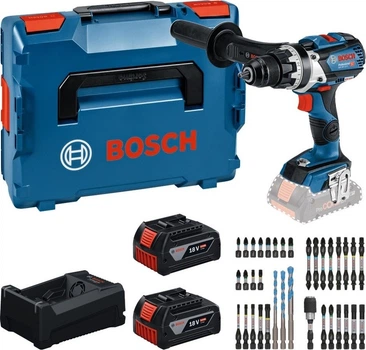 Набір інструментів акумуляторний дриль-шурупокрут Bosch Professional 18V 110 Нм + 2х акумулятор 5.0 А·год + зарядний пристрій + набір біт (4053423901252)