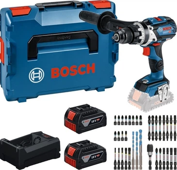 Набір інструментів акумуляторний лобзик Bosch Professional GST 18V-LI B + 2х акумулятор 5.0 А·год + швидкозарядний пристрій + набір пиляльних полотен у кейсі L-BOXX (4053423901399)