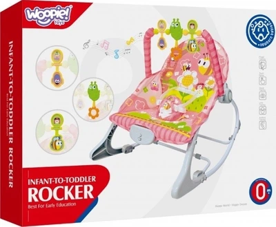 Шезлонг-качалка Woopie Baby с вибрацией Розовый 59288 (5906280659288)