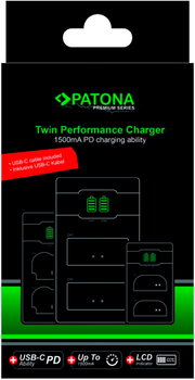 Зарядний пристрій PATONA Premium Twin Performance PD для Fuji NP-W126 / HS-30EXR, HS-33EXR, X-Pro 1 (4055655228886)