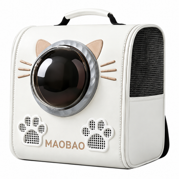 Рюкзак-переноска для кошек S-cat2 с прозрачным окном и вентиляцией, белый