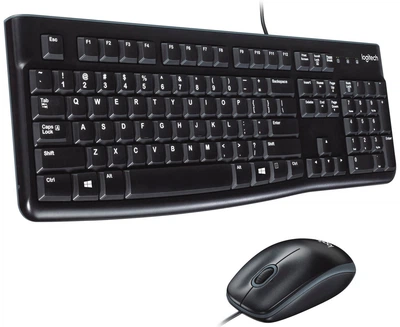 Комплект - клавіатура + мишка дротові Logitech MK120 чорний підключення USB (920-002563)