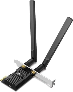 Беспроводной PCIe-адаптер TP-Link Archer TX20E / Wi-Fi 6 / 2.4 ГГц / 5 ГГц / Bluetooth 5.2 / 2 внешние антенны / Черный (102405235)