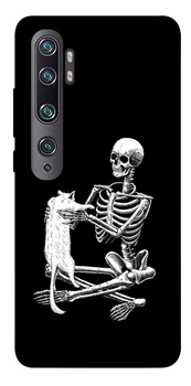 Чехол для Xiaomi Mi Note 10 с принтом Skeleton with cat