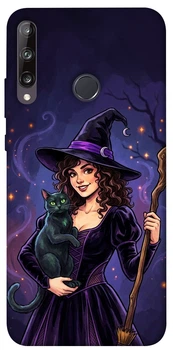 Чехол для Huawei P40 Lite E с принтом Witch and cat