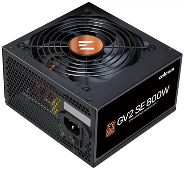 Блок питания Zalman GV2SE (800W) 88%, 80+ Bronze, 120мм, 1xMB 24pin(20+4), 1xCPU(4+4 pin + 8pin), 4xMolex, 8xSATA, 4xPCIe 8pin(6+2)