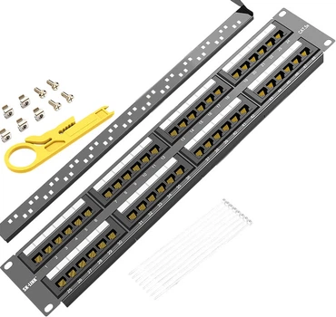 Патч-панель SK-LINK SK-P5E 19" 1U 48 портов Cat 5e UTP с организатором кабеля (SK-P5E-48)