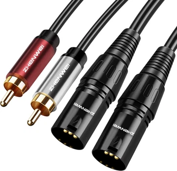 Аудиокабель ZHENWEI 2RCA — 2 XLR «тато», 1 м, 2 пари (ZW-YPX214)