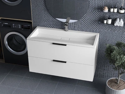 Тумба лакированная, подвесная Luxor Tina 100, с умывальником Loft Low 100
