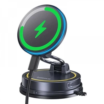 Автодержатель для телефона Baseus PrimeTrip VC2 Flex Pro 15W Автомобильный держатель на торпеду с магнитной крепью и беспроводной зарядкой Qi Черный